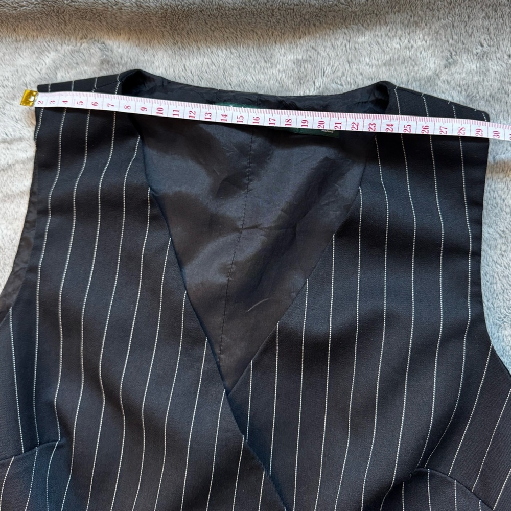Lauren Ralph Lauren Black/White Pinstripe Wide Leg Jumpsuit Sleeveless V-Neck 2 - Picture 7 of 12